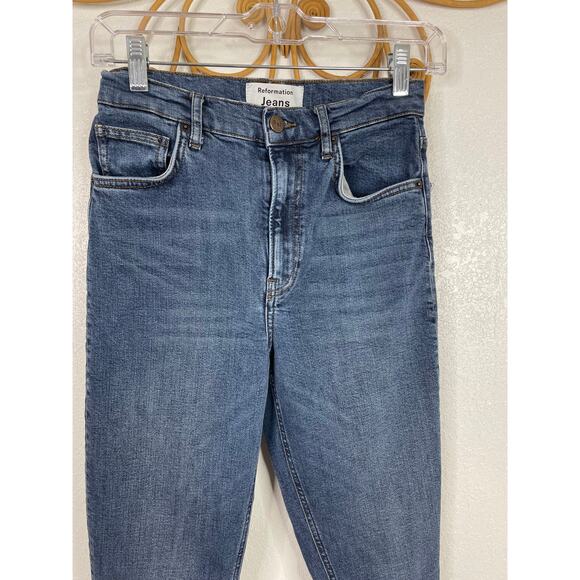 REFORMATION Havana Washed Denim High & Skinny Jeans - Picture 3 of 8